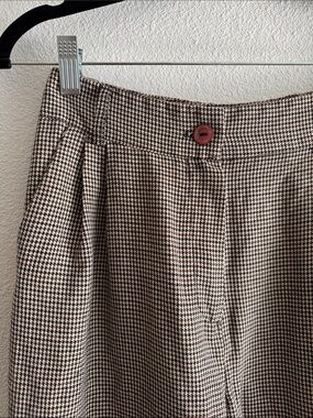 Nasty Gal Houndstooth Pleated Trousers - Beige, Brown, Black